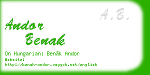 andor benak business card